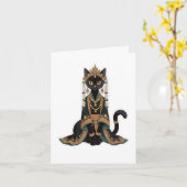 Carte de vœux de chat royal émeraude (Fleur jaune)