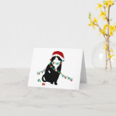Carte de vœux de chat Scottish Fold Père Noël (Fleur jaune)