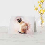 carte de voeux de chat siamese (Fleur jaune)