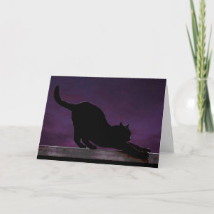 Carte de voeux de chat Stretting de minuit