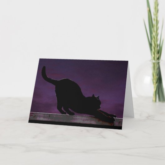 Carte de voeux de chat Stretting de minuit (Devant)