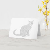 Carte de voeux de chat Tabby Dessin au crayon (Fleur jaune)