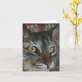 Carte de voeux de chat tigré (Fleur jaune)