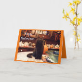 Carte de voeux de chaton de Halloween (Fleur jaune)