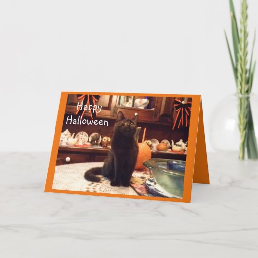 Carte de voeux de chaton de Halloween (Devant)