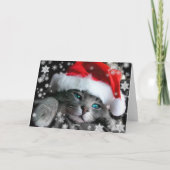 Carte de voeux de chaton de Père Noël (Dos)