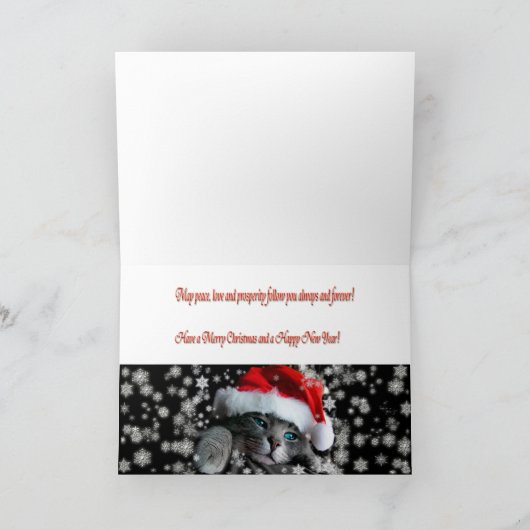 Carte de voeux de chaton de Père Noël (Intérieur)