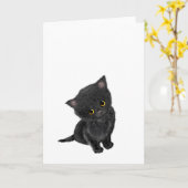 Carte de voeux de chaton noir mignon (Fleur jaune)