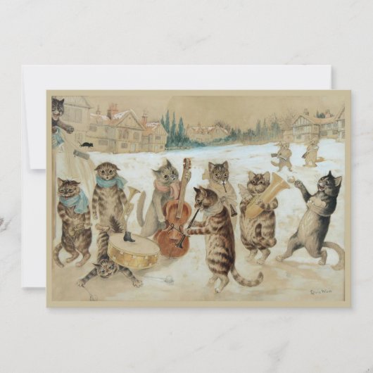 Carte de vœux de chats chantant Noël (Devant)