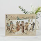 Carte de vœux de chats chantant Noël (Debout devant)