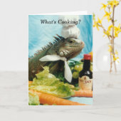 Carte de voeux de chef d'iguane (Fleur jaune)