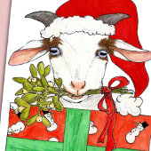 Carte de voeux de chèvre de Noël par Nicole Janes