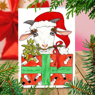 Carte de vœux de chèvre de Noël par Nicole Janes