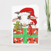 Carte de voeux de chèvre de Noël par Nicole Janes (Devant)