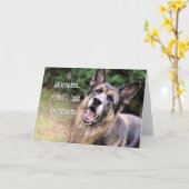 Carte de voeux de chien berger allemand amusant (Fleur jaune)