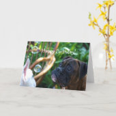 Carte de voeux de chien de boxeur de joyeux (Fleur jaune)
