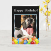 Carte de voeux de chien de boxeur de joyeux (Fleur jaune)