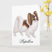 Carte de voeux de chien de Papillon (Fleur jaune)