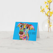 Carte de voeux de chien de race mixte mignonne et  (Fleur jaune)