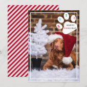 Carte de vœux de chien de vacances de patte heureu (Devant / Derrière)