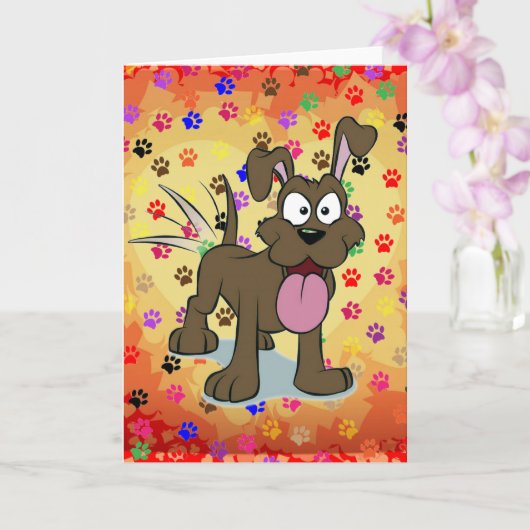 Carte de voeux de chien heureux (Orchidée)