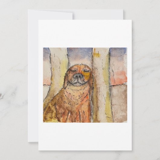 Carte de vœux de chien se prélassant au soleil (Devant)
