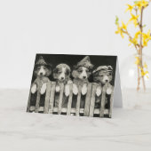 Carte de voeux de chien vintage (Fleur jaune)