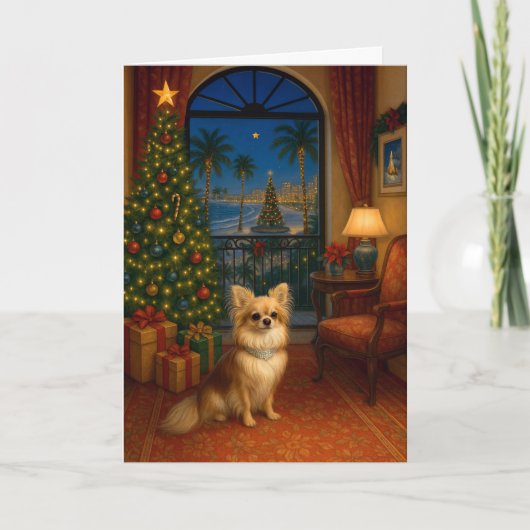Carte de vœux de Chihuahua à poil long (Devant)