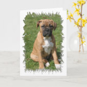 Carte de voeux de chiot de boxeur (Fleur jaune)
