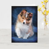 Carte de voeux de chiot de chien de berger de (Fleur jaune)