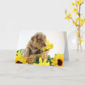 Carte de voeux de chiot de Goldendoodle (Fleur jaune)