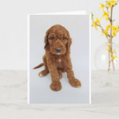 Carte de voeux de chiot de Goldendoodle (Fleur jaune)