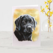 Carte de voeux de chiot de laboratoire de titan (Fleur jaune)