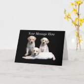 Carte de voeux de chiot de labrador retriever (Fleur jaune)