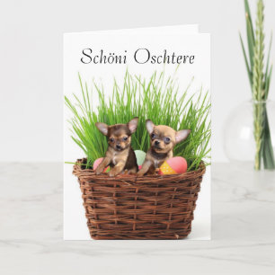 Carte de voeux de chiots de chiwawa de Pâques