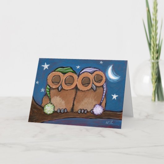 Carte de voeux de Chouettes endormies (Devant)