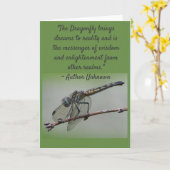 Carte de voeux de citation de libellule 2, (Fleur jaune)