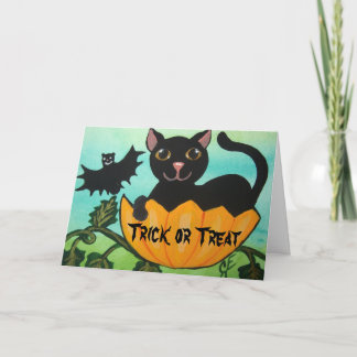Carte de voeux de citrouille de Halloween de chat