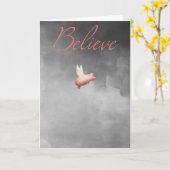 carte de voeux de cochon volant (Fleur jaune)