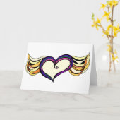 Carte de voeux de coeur ailé (Fleur jaune)