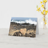 carte de voeux de coeur de plage (blanc à (Fleur jaune)