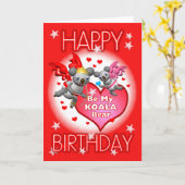 Carte de voeux de coeurs de koala de joyeux (Fleur jaune)