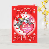 Carte de voeux de coeurs de koala de joyeux (Fleur jaune)