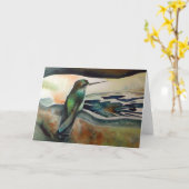 Carte de voeux de colibri de Bonjour II (Fleur jaune)