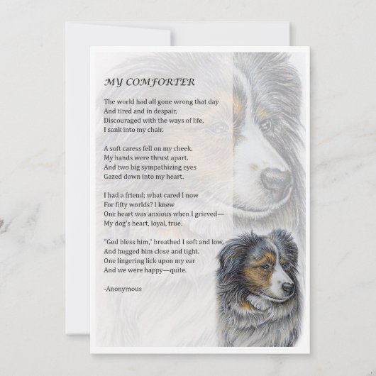Carte de voeux de Collie Chien Comforter Poésie (Devant)