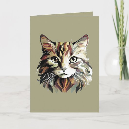 Carte de vœux de conception d'art de chat (Devant)