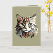 Carte de vœux de conception d'art de chat (Fleur jaune)