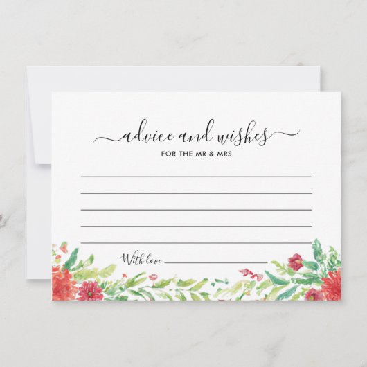 Carte de vœux de conseils pour invités de mariage (Devant)