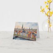 Carte de voeux de Copenhague Danemark Watercolor (Fleur jaune)