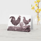 Carte de voeux de coq et poulet (Fleur jaune)